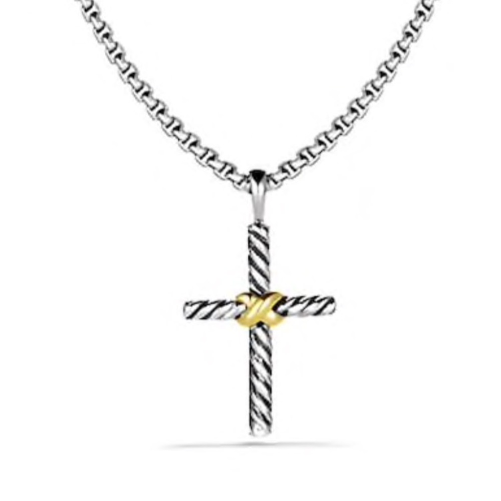 Petite X Cross Necklace with 14K Gold / 16inchain
